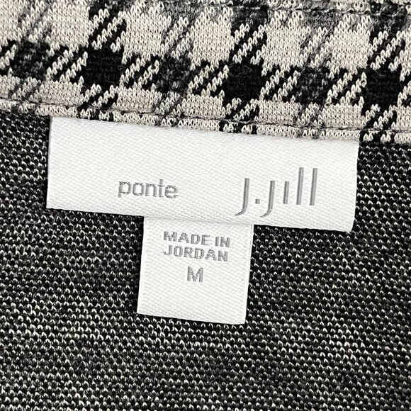 J Jill Ponte Tunic Gray Black White Houndstooth Boatneck‎ ¾ Sleeve Size Medium - Picture 6 of 8